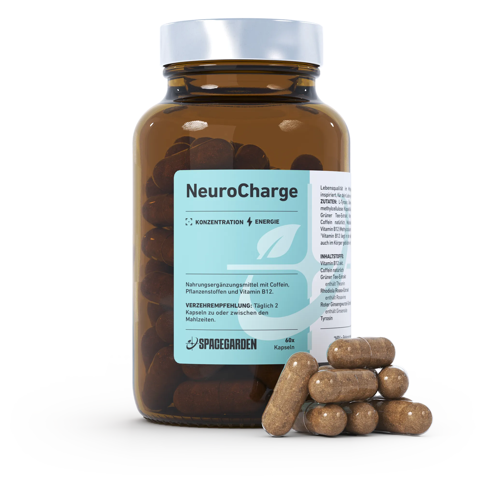 Neurocharge NeuroCharge Brain Booster Kapseln – Rhodiola, Ginseng, B12 – Spacegarden