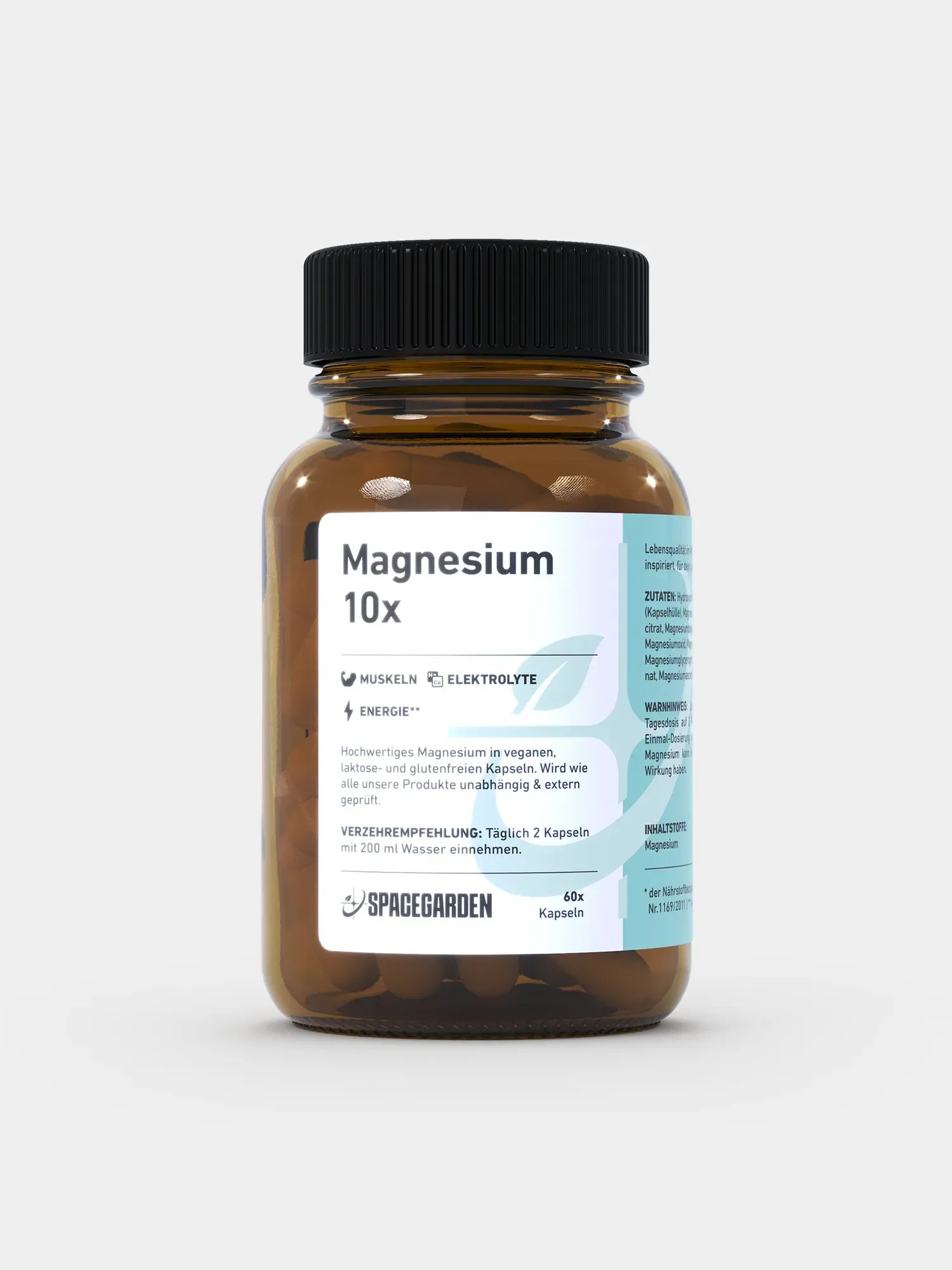 Magnesium 10X Kapseln von Spacegarden – Dose mit 60 Kapseln und 10 Magnesium-Formen