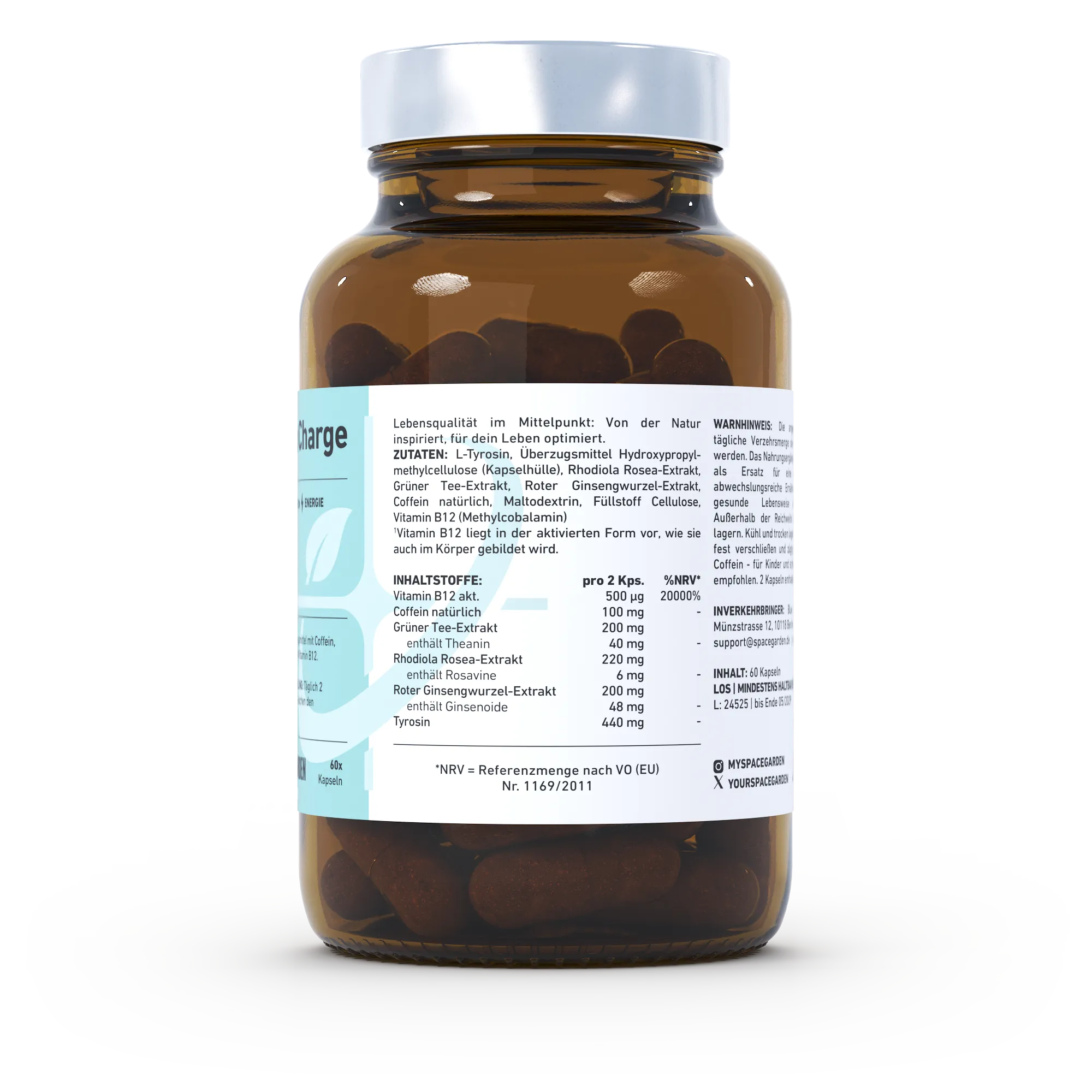 Neurocharge NeuroCharge Brain Booster Kapseln – Rhodiola, Ginseng, B12 – Spacegarden