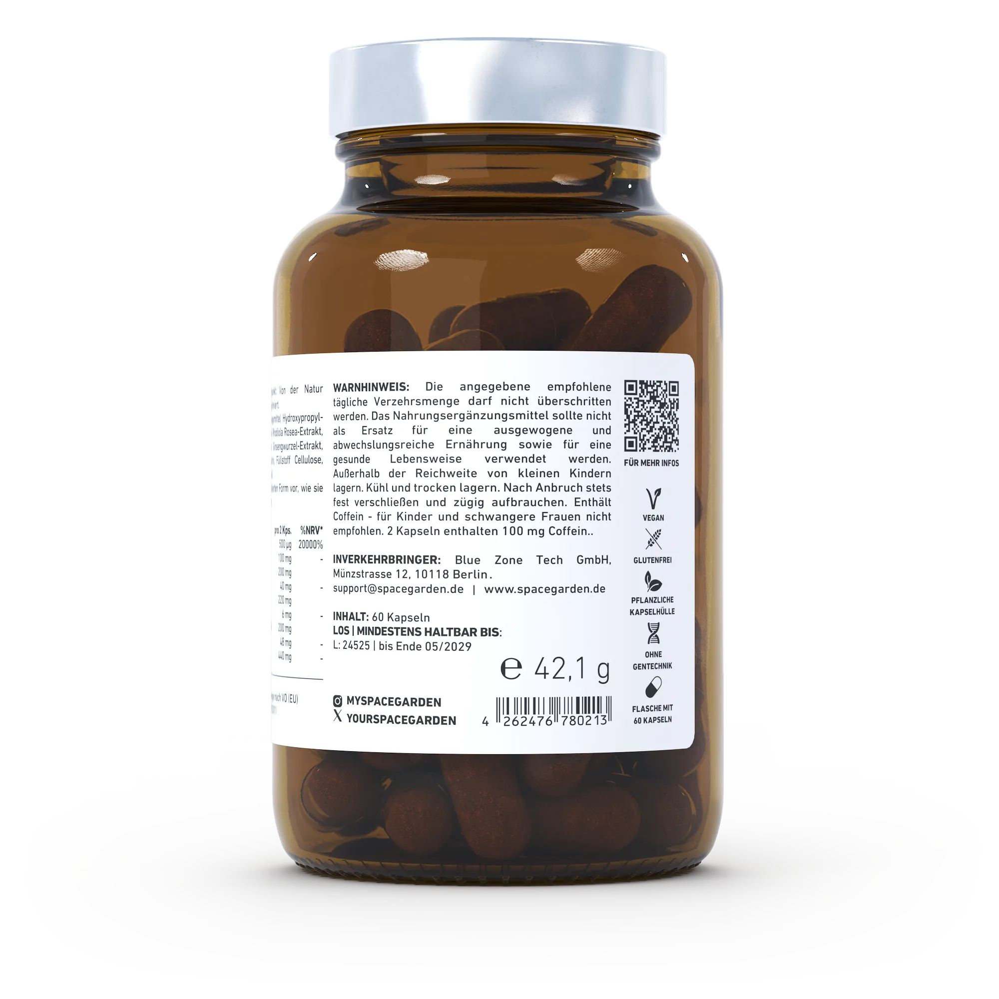 Neurocharge NeuroCharge Brain Booster Kapseln – Rhodiola, Ginseng, B12 – Spacegarden